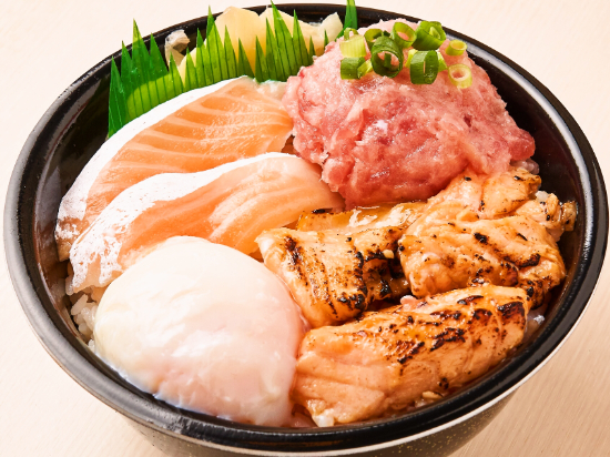 ねぎとろ/トロサーモン/焦がしバター醤油サーモン/温玉