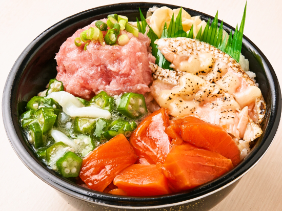 ねぎとろ/炙りチーズハラス/イカおくら/漬けサーモン