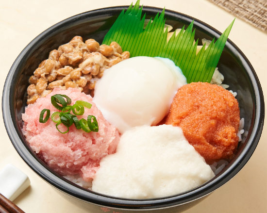 ねぎとろ/とろろ/納豆/明太子/温玉